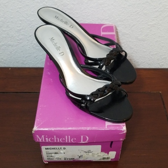 Michelle D Showbiz Strappy Heels/Black/Sz 7M/NWT - Picture 2 of 8